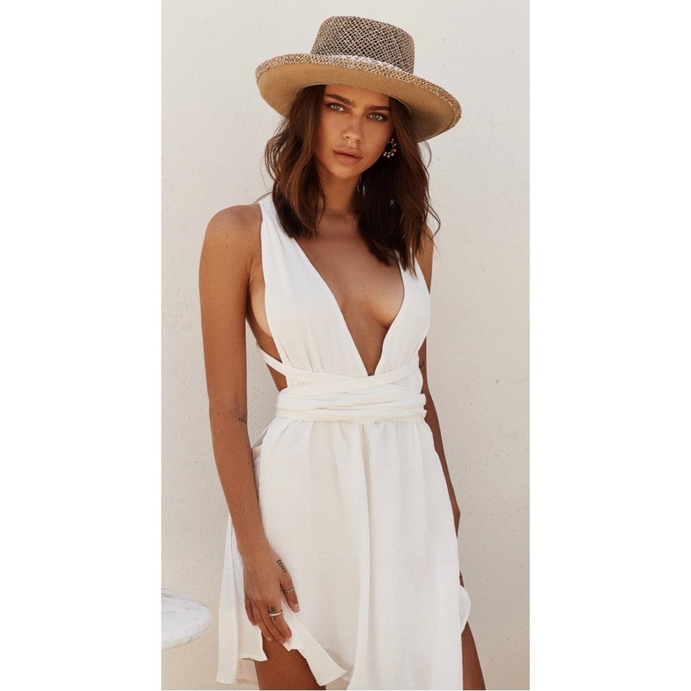 12th Tribe - In the Moment White Wrap Top Mini Dress